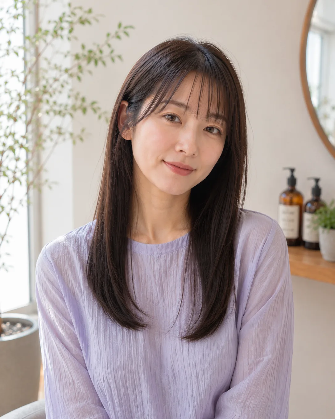 ナチュラルストレート — つやのあるナチュラルなストレートロング